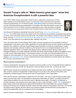 Donald Trump`s calls to &ldquo;Make America great again&rdquo;