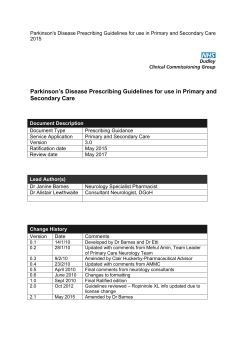 Parkinson`s Disease Prescribing Guidelines for