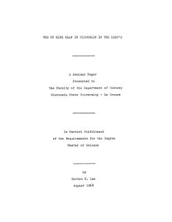 THE KU KLUX KLAN IN WISCONSIN IN THE 1920`S A Seminar