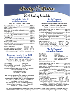 2016 Sailing Schedule