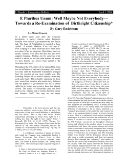 E Pluribus Unum: Well Maybe Not Everybody