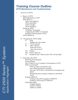 APT maintenance and trouble shooting course outline