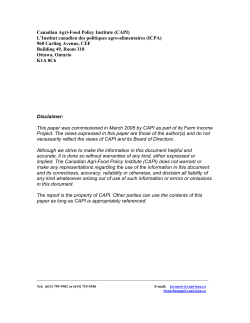 Canadian Agri-Food Policy Institute (CAPI) L`Institut canadien des