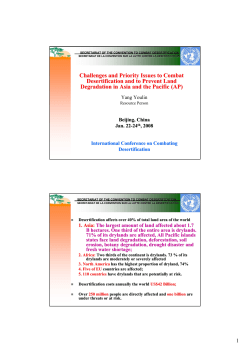 Challenges and Priority Issues to Combat Desertification and to