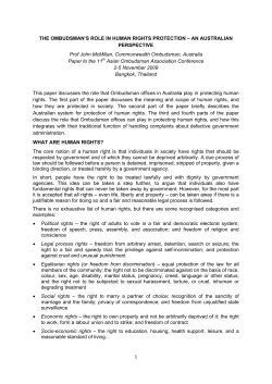 THE OMBUDSMAN`S ROLE IN HUMAN RIGHTS PROTECTION