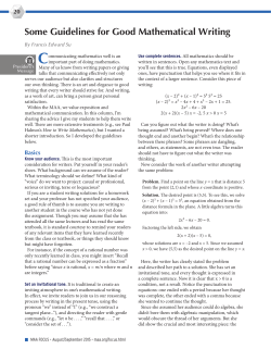 Some Guidelines for Good Mathematical Writing
