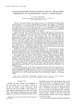Plant-Pollinator Interactions in Hawaii: Pollination Energetics of