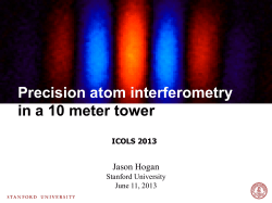 Precision atom interferometry in a 10 meter tower