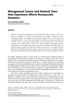 Management Tenure and Network Time: How Experience Affects