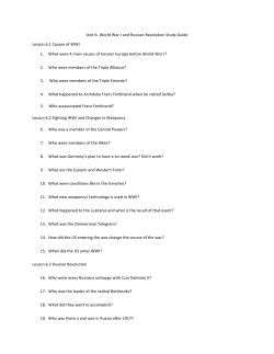 Unit 6- World War I and Russian Revolution Study Guide Lesson 6.1