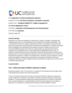 Exploration of Child and Adolescent Literature