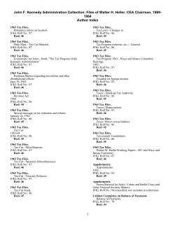 John F. Kennedy Administration Collection: Files of Walter H. Heller
