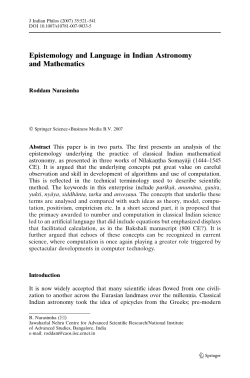 Epistemology and Language in Indian Astronomy and Mathematics