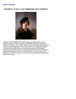 SOTHEBY`S TO SELL LOST REMBRANDT SELF