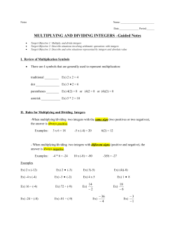 MULTIPLYING AND DIVIDING INTEGERS –Guided Notes