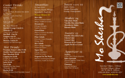 Lounge Cooler Drinks Hot Drinks Sweets: $3 Appetizer $5 Juices