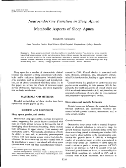 Neuroendocrine Function In Sleep Apnea Metabolic Aspects of
