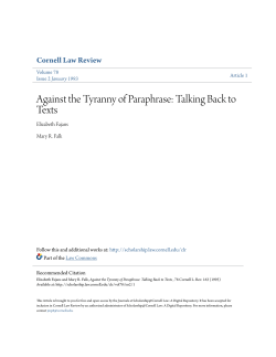 Against the Tyranny of Paraphrase: Talking Back to Texts
