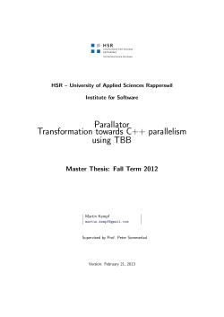 Parallator Transformation towards C++ parallelism using TBB