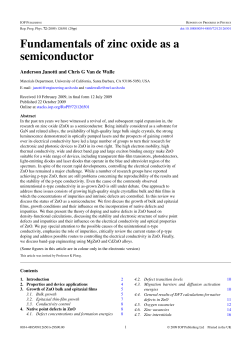 Fundamentals of zinc oxide as a semiconductor