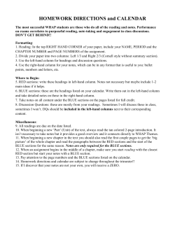 HOMEWORK DIRECTIONS and CALENDAR