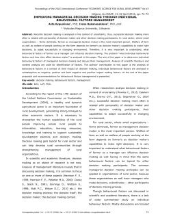 improving managerial decision making through individual