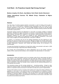 Cold Wash &ndash; Do Prejudices Impede High Energy Savings?