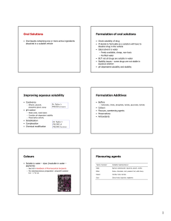 Oral Solutions Formulation of oral solutions