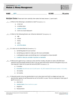Module 1: Money Management