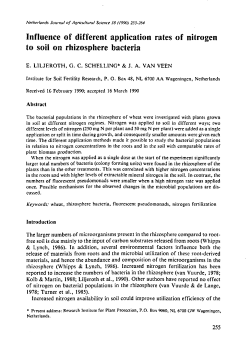 Influence of different application rates of nitrogen to soil on