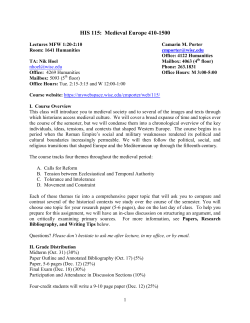 HIS 115: Medieval Europe 410-1500