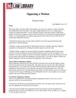 Opposing a Motion - San Diego Law Library