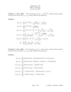 Mathematics 205 HWK 11 Solutions Section 14.7 p687 Problem 7