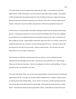 1 Final I am truly honored to have the opportunity to speak with you