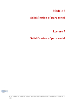 Module 7 Solidification of pure metal Lecture 7 Solidification
