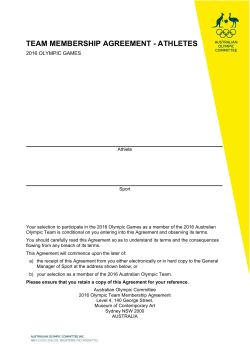 2016 Australian Olympic Team Membership Agreement