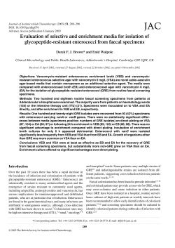 Evaluation of selective and enrichment media for