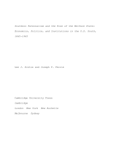 Southern Paternalism and the Rise of the Welfare State: Economics