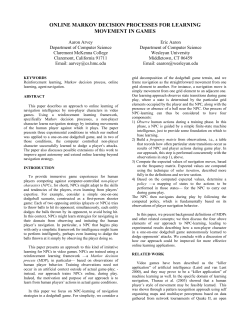 online markov decision processes for learning movement in games