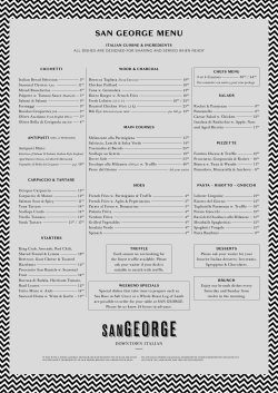 SAN GEORGE MENU