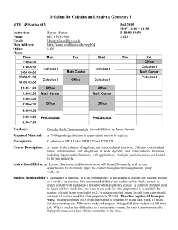 Fall 2015 Section 003 Syllabus - the CLC Faculty and Staff Web Pages