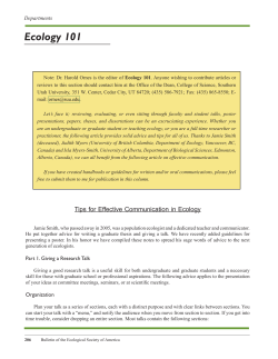 Ecology 101 - Indiana University Bloomington