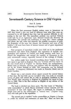 Seventeenth Century Science in Old Virginia