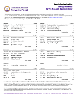 Sample Graduation Plan Biology Major (BS) For Pre
