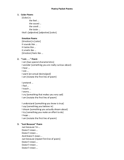 Poetry Packet Poems 1. Color Poem