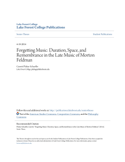 Forgetting Music: Duration, Space, and Remembrance in the Late