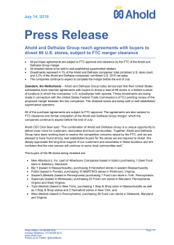 Ahold and Delhaize Group reach agreements with