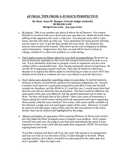 18 Basic Trial Tips (from judge)
