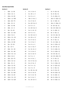 SOLVING EQUATIONS Section A 1 4(3x - 1) = 56 1 3x