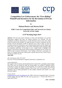 Competition Law Enforcement: the &ldquo;Free-Riding&rdquo;